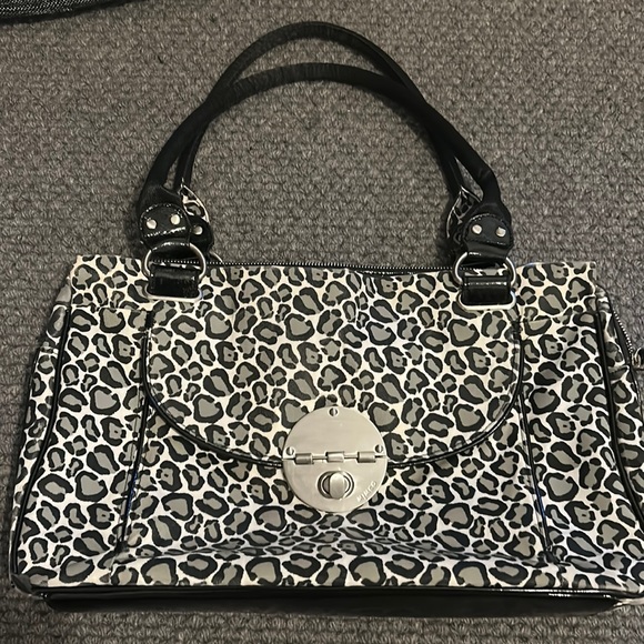 Mimco Bags Mimco Worker Laptop Bag Leopard Print And Black Patent